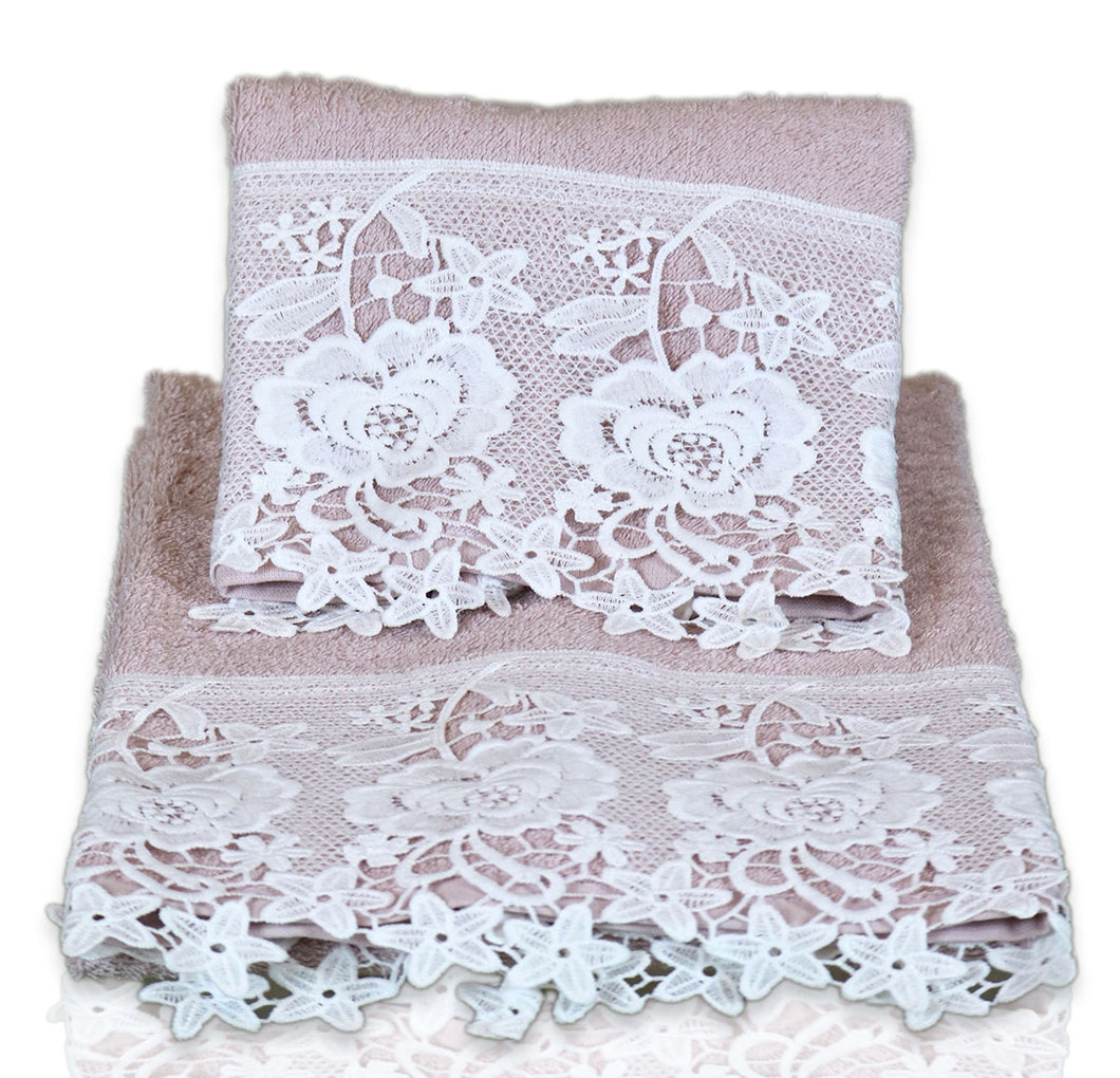 COPPIA ASCIUGAMANI PIZZO ALTO