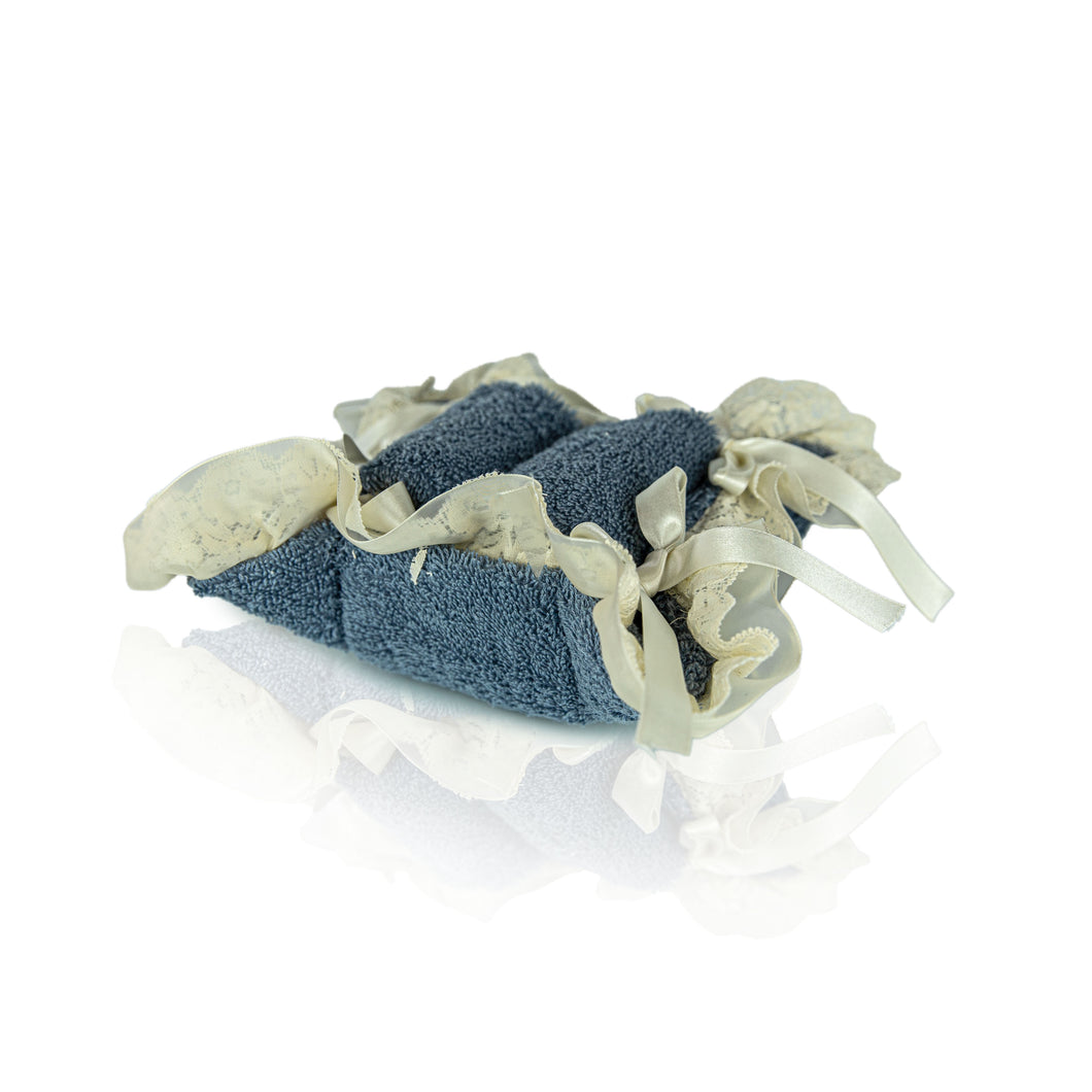 CESTINO PORTA LAVETTES  con PIZZO e TULLE scegliere il colore della spugna