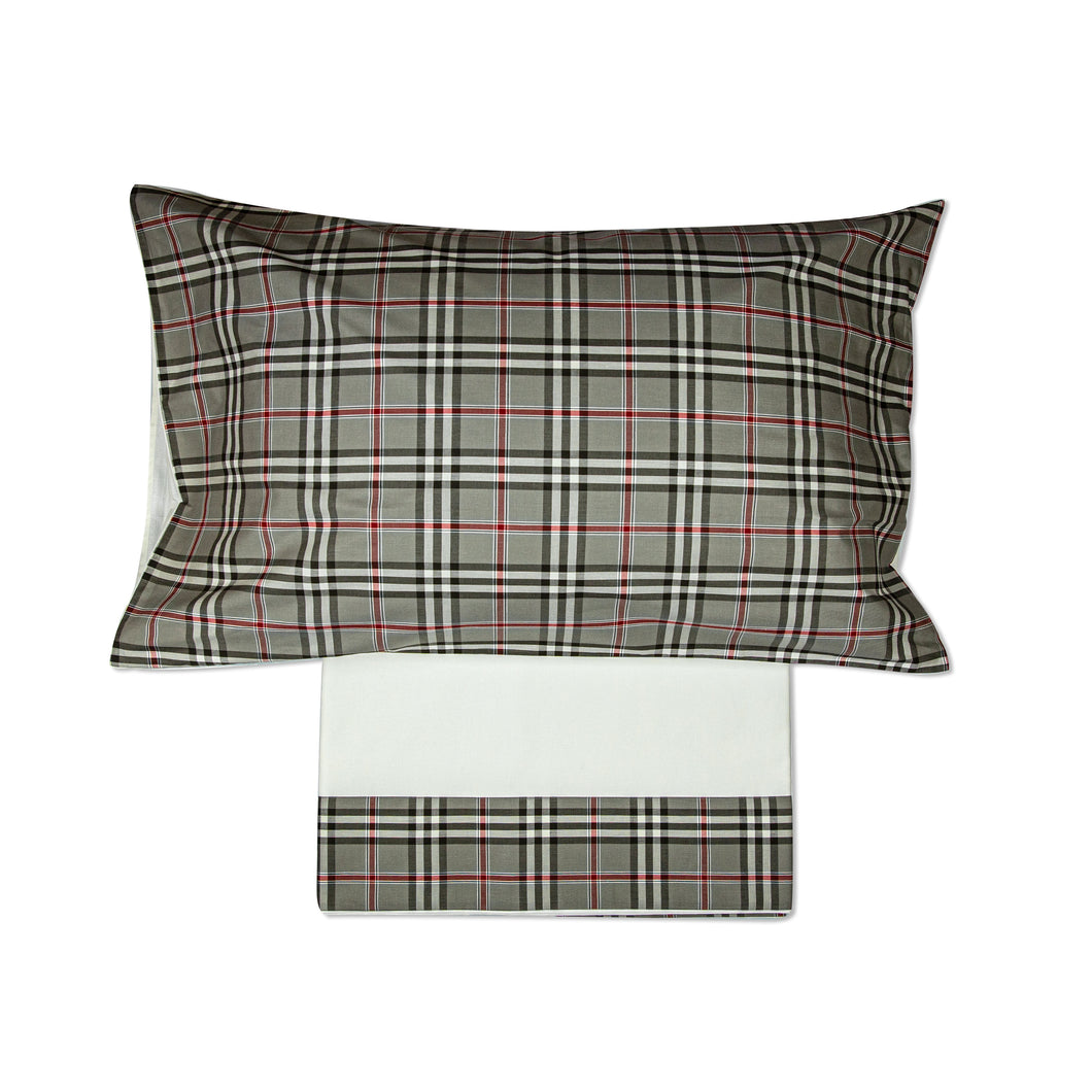 COMPLETO LETTO SCOZZESE IN PERCALLE GRIGIO