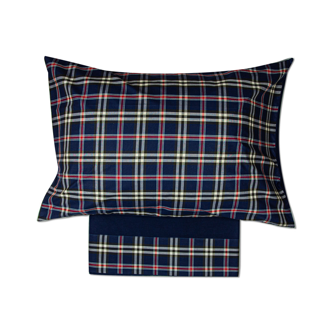 COMPLETO LETTO SCOZZESE IN PERCALLE BLU